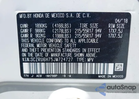 2018 Honda Hr-V Ex-L from USA, damaged, VIN 3CZRU6H75JM724727